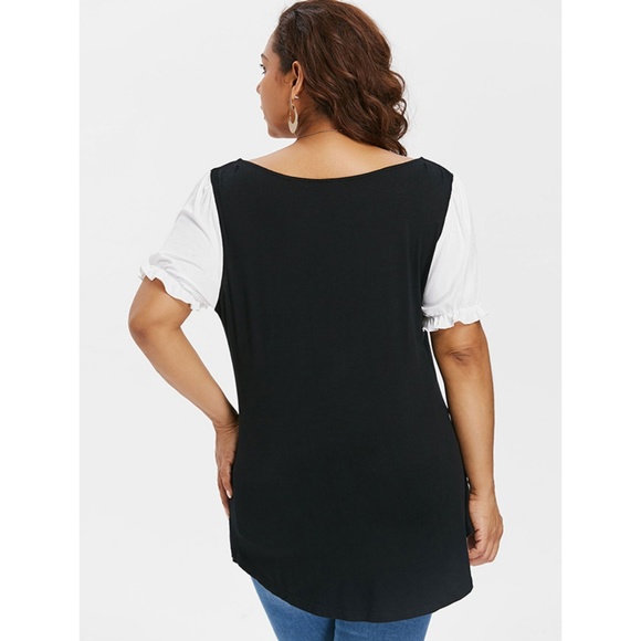  Plus Size Retro Sweetheart Neck T-shirt  - Picture 4 of 7